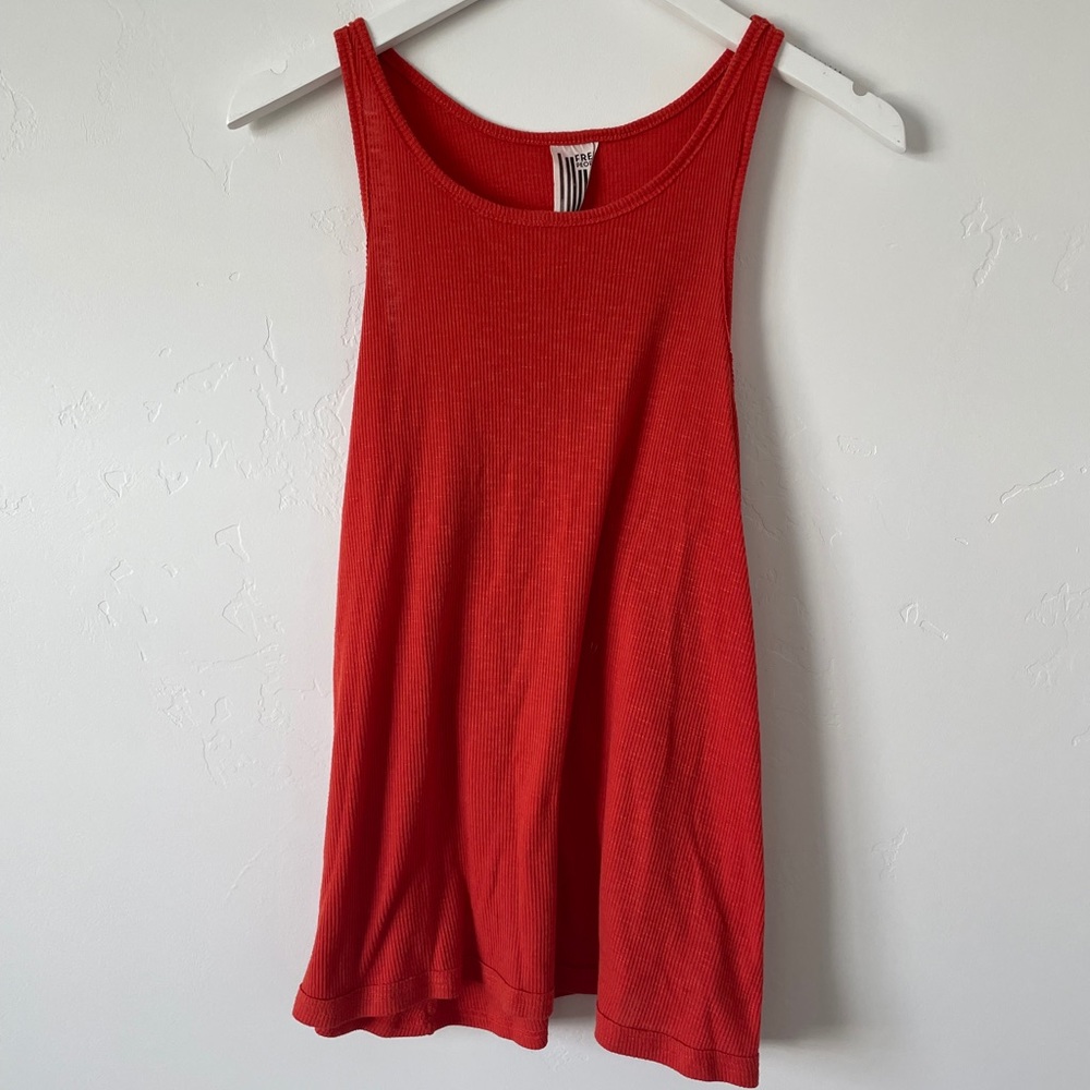 Free People Orange ribbed tank top size L